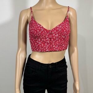 Princess Polly Pink Floral Babydoll Crop Top size 4 Boho Sleeveless Bra Top